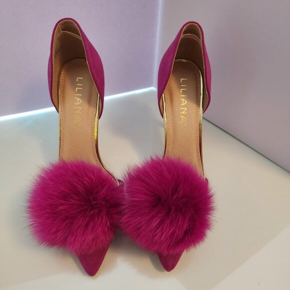 Liliana Purple Stiletto Heels with Pom pom - Picture 8 of 8